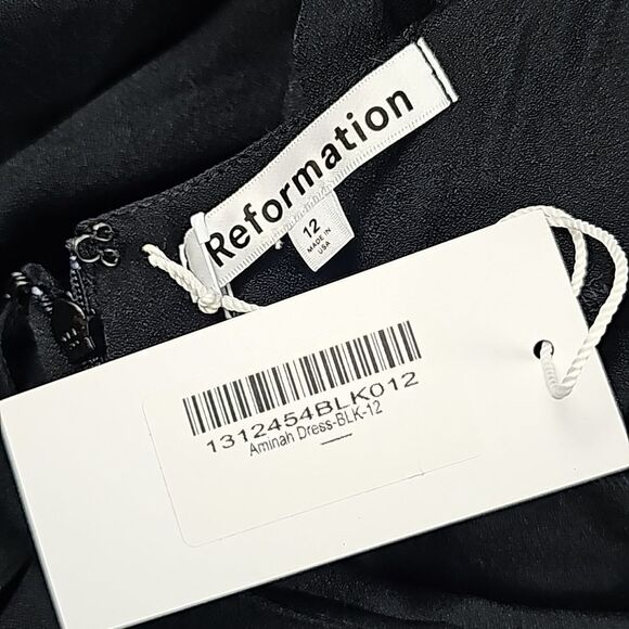 Reformation -730 Aminah Dress in Black NWT Size 12‎ - Picture 7 of 11